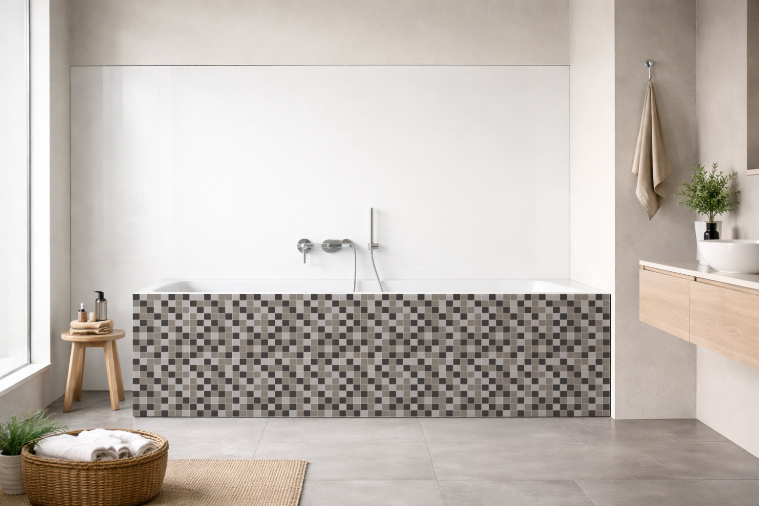 Badrückwand Fliesenoptik