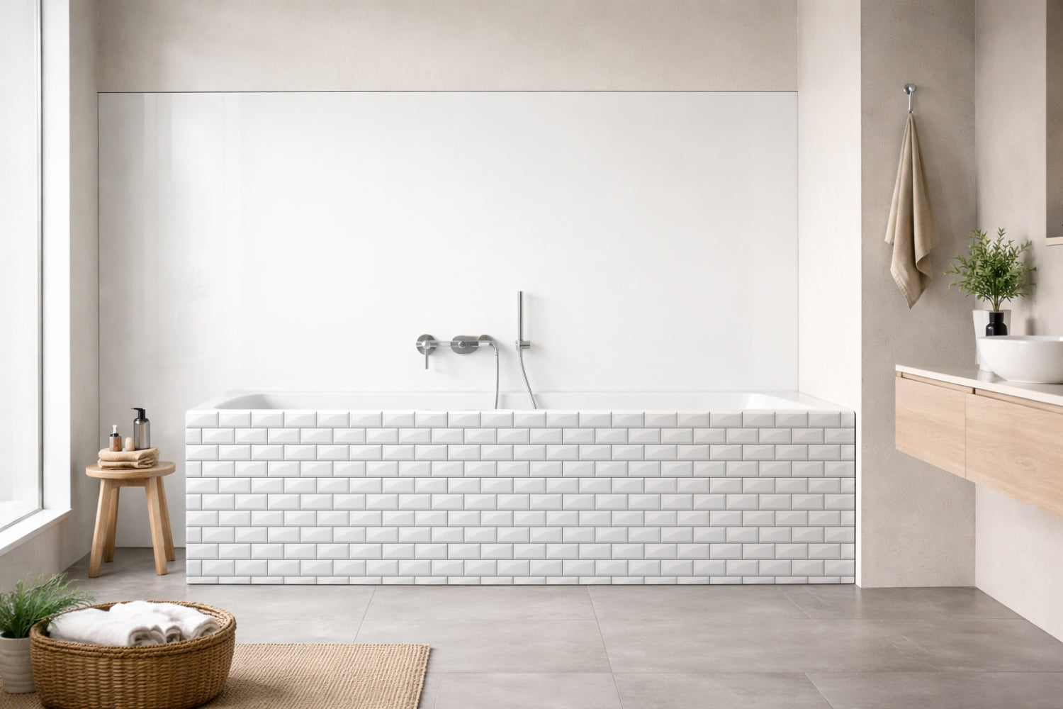 Badrückwand Fliesenoptik