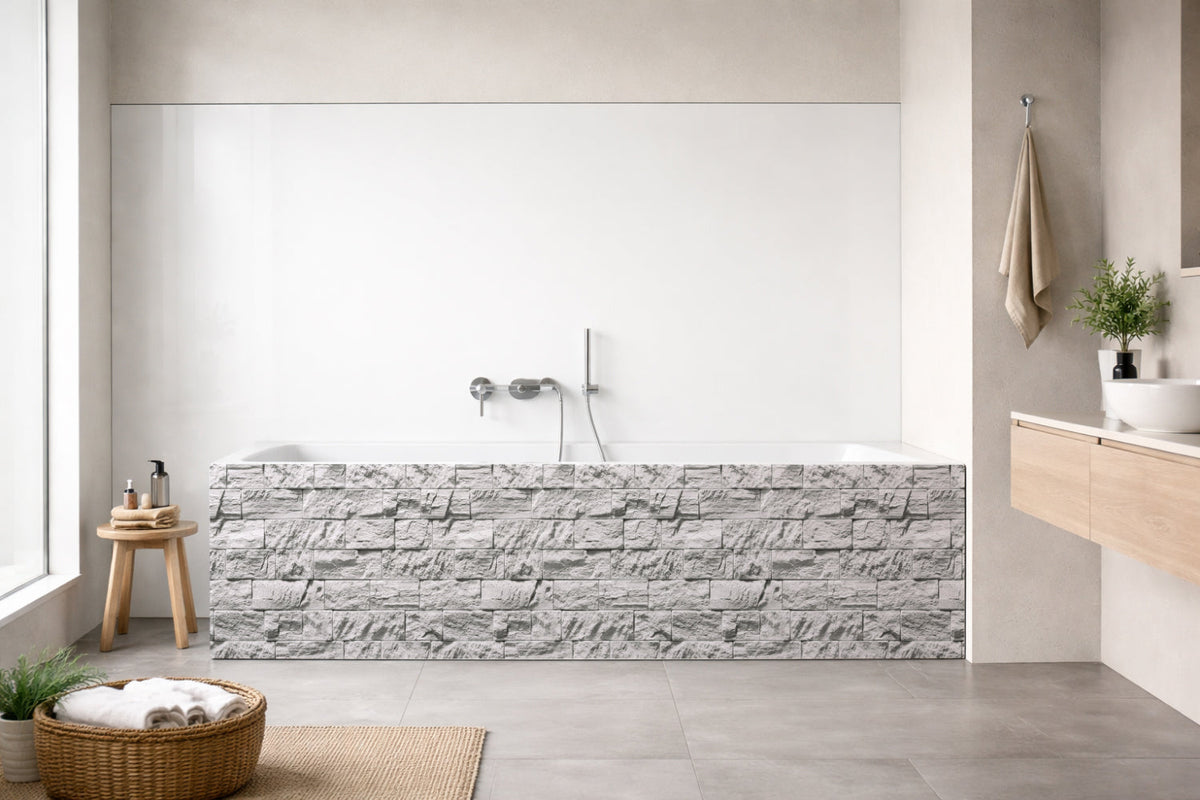 Badrückwand Steinoptik