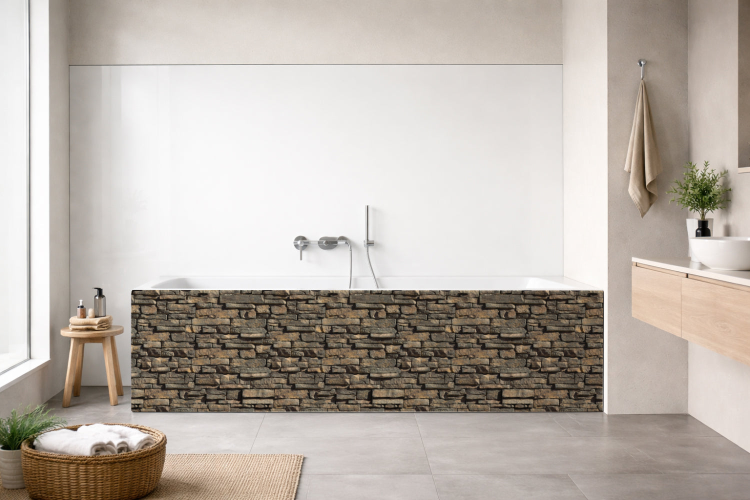 Badrückwand Steinoptik