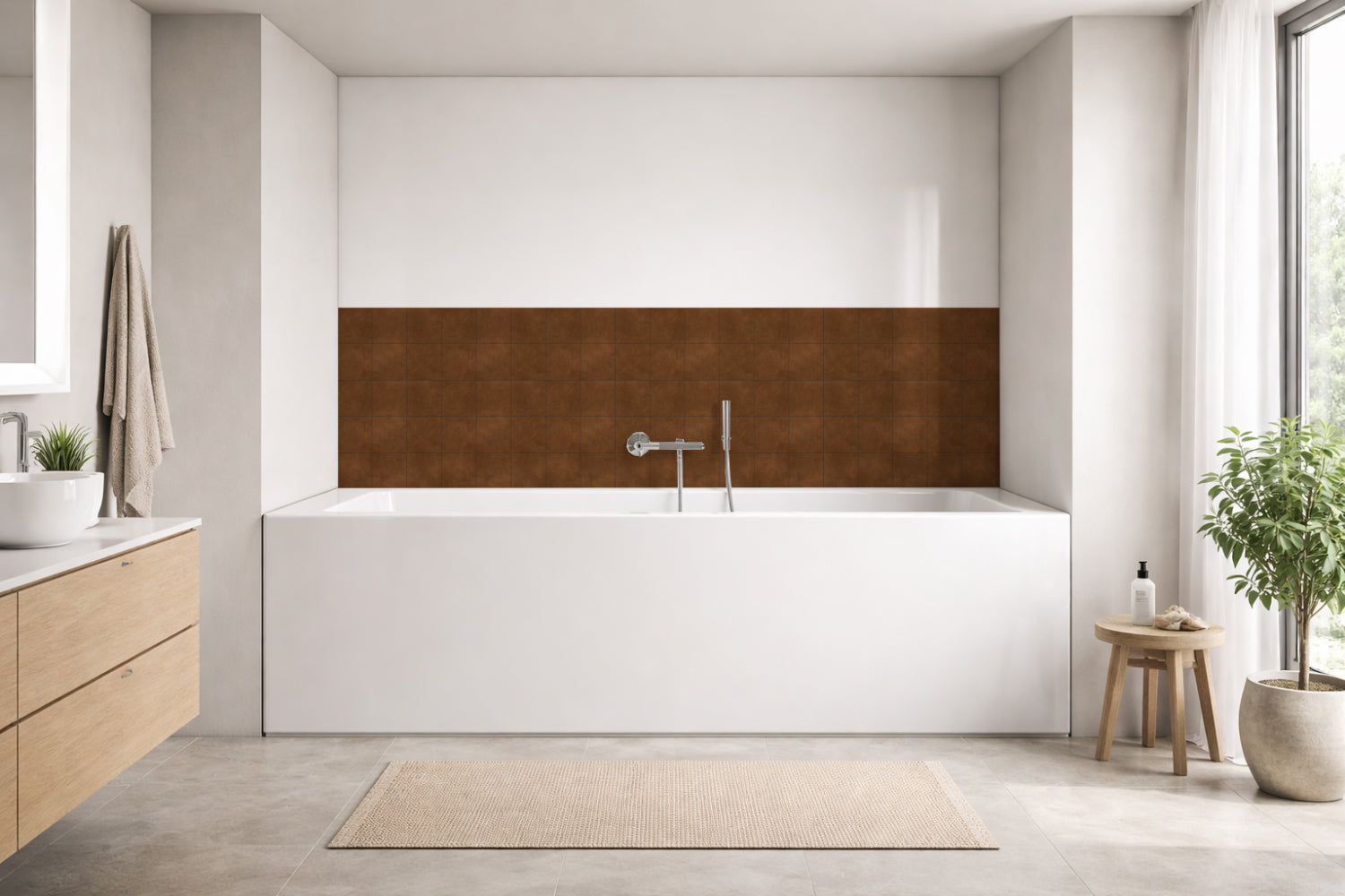 Badrückwand Steinoptik