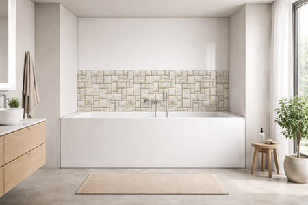 Badrückwand Steinoptik