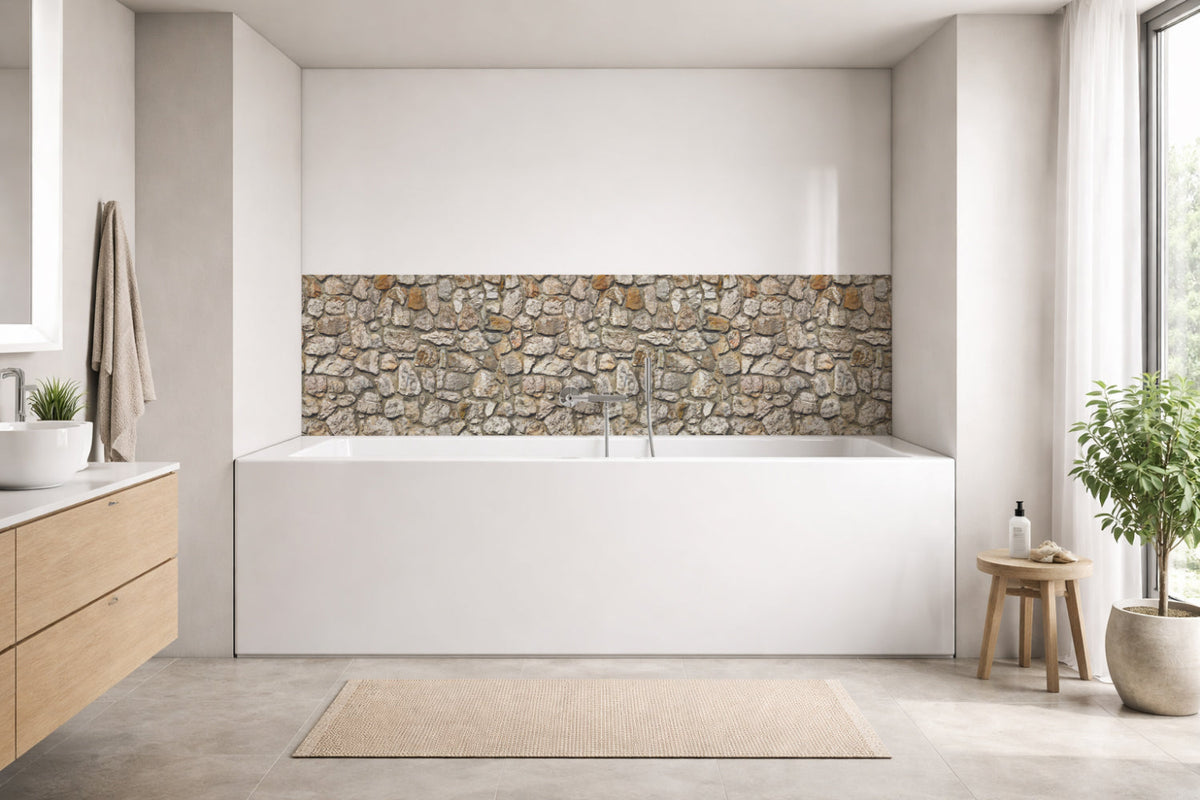 Badrückwand Steinoptik