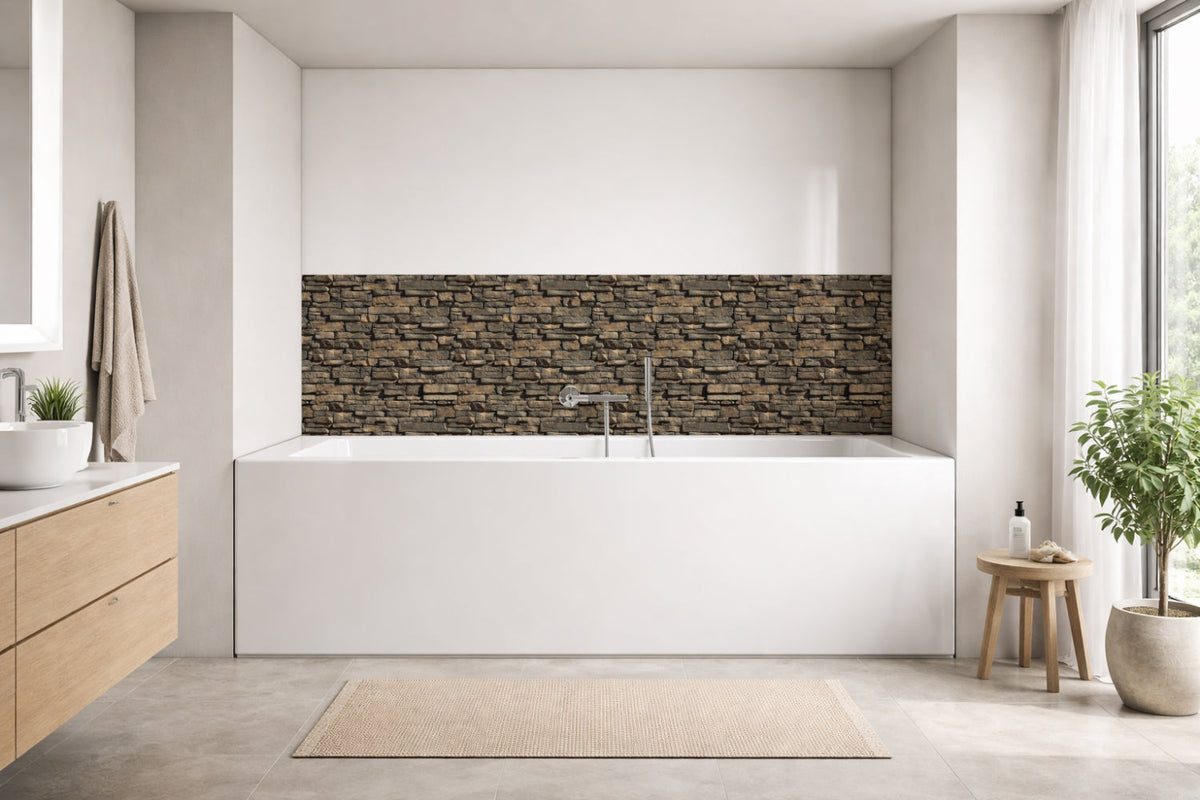 Badrückwand Steinoptik