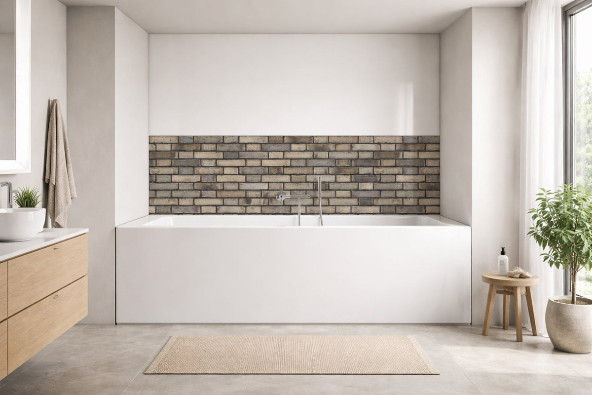 Badrückwand Steinoptik