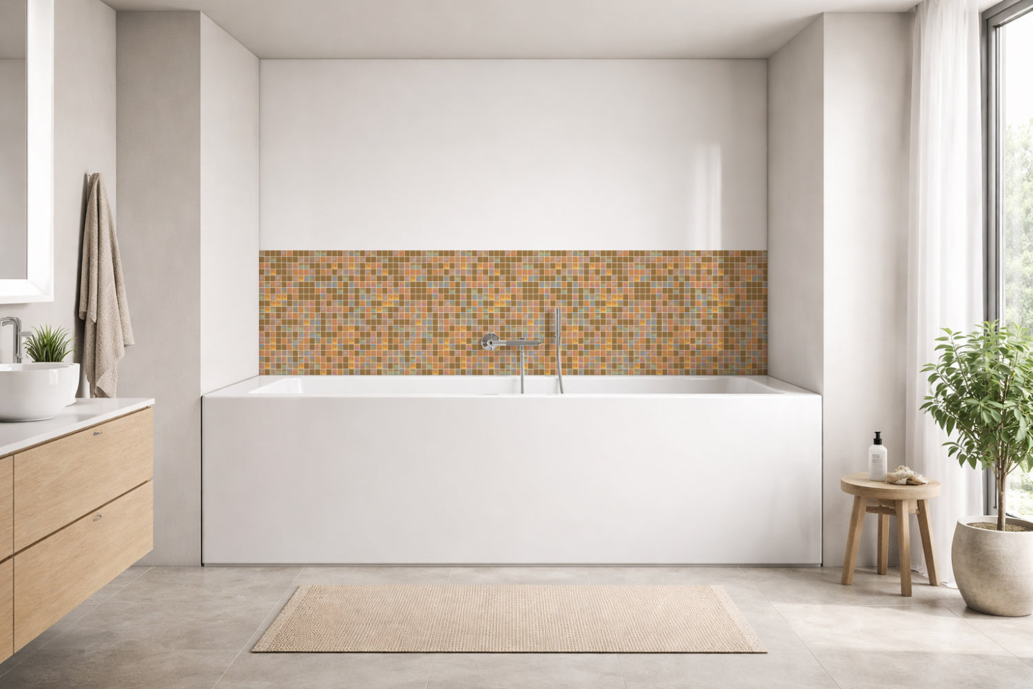 Badrückwand Fliesenoptik