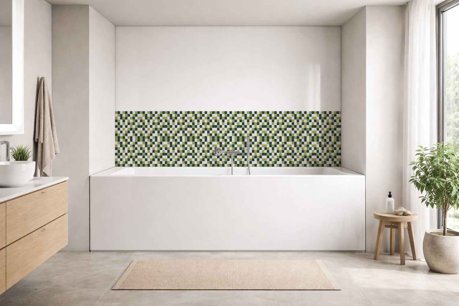 Badrückwand Fliesenoptik