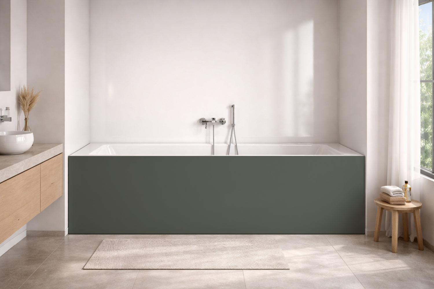 Badewannenverkleidung Einfarbig RAL 7009 Grüngrau