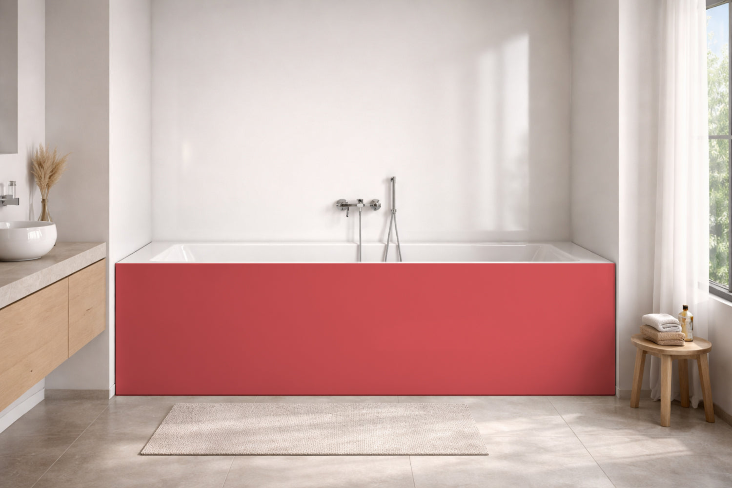 Badrückwand Einfarbig RAL 3018 Erdbeerrot