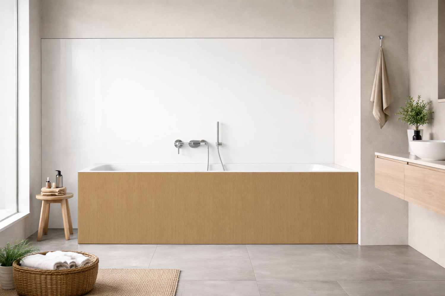Badrückwand Holzoptik