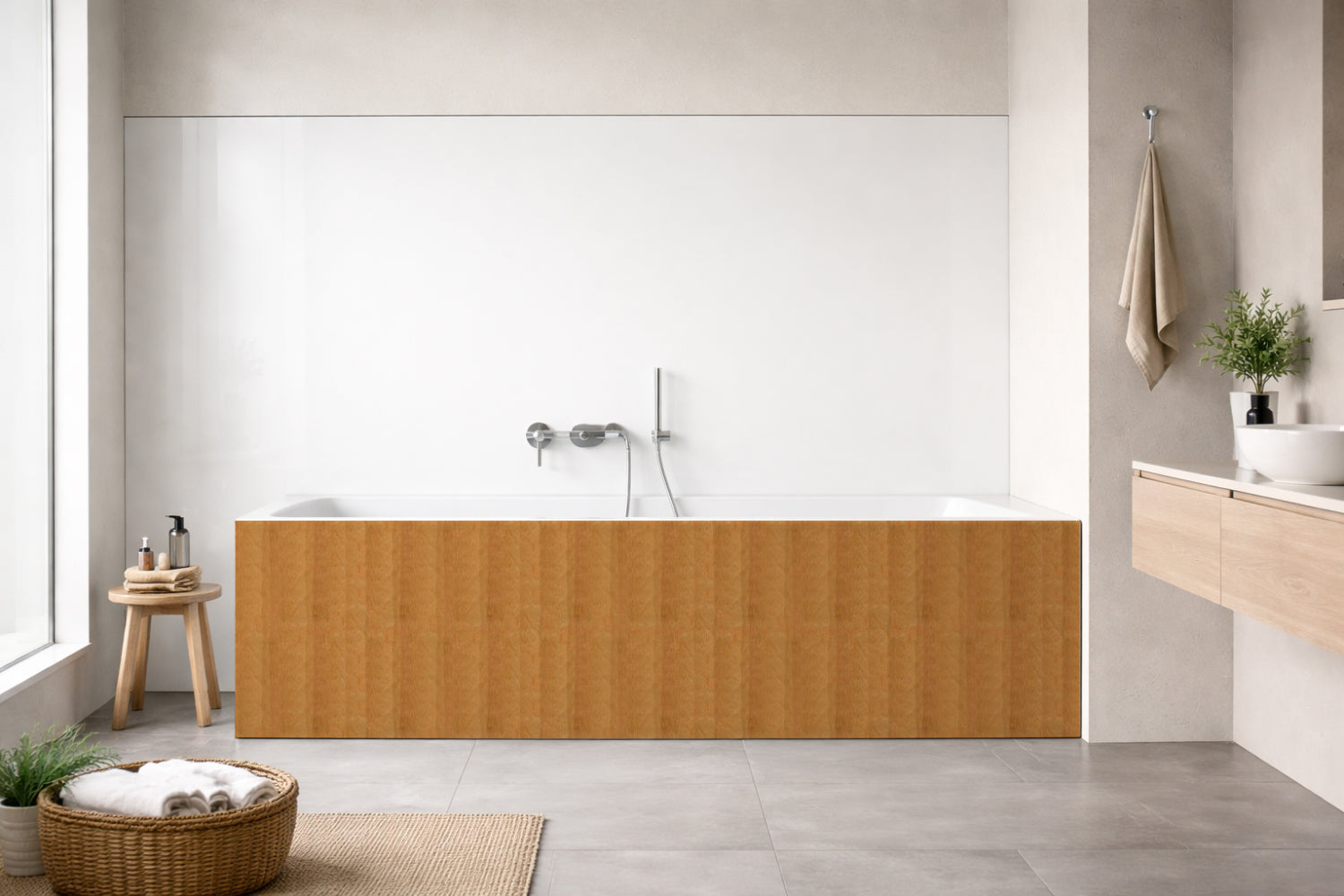 Badrückwand Holzoptik