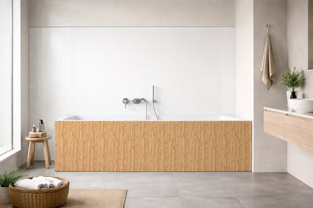 Badrückwand Holzoptik