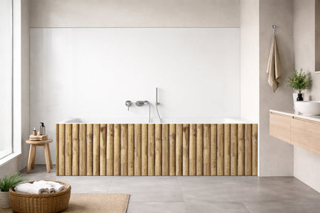 Badrückwand Holzoptik