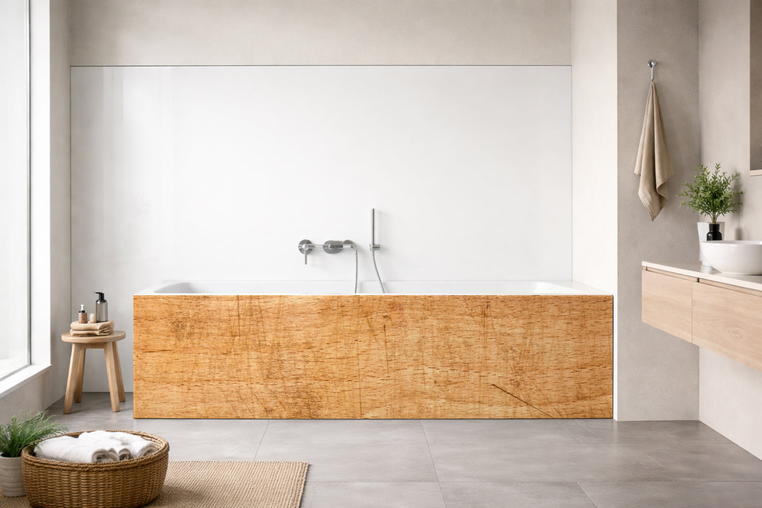 Badrückwand Holzoptik