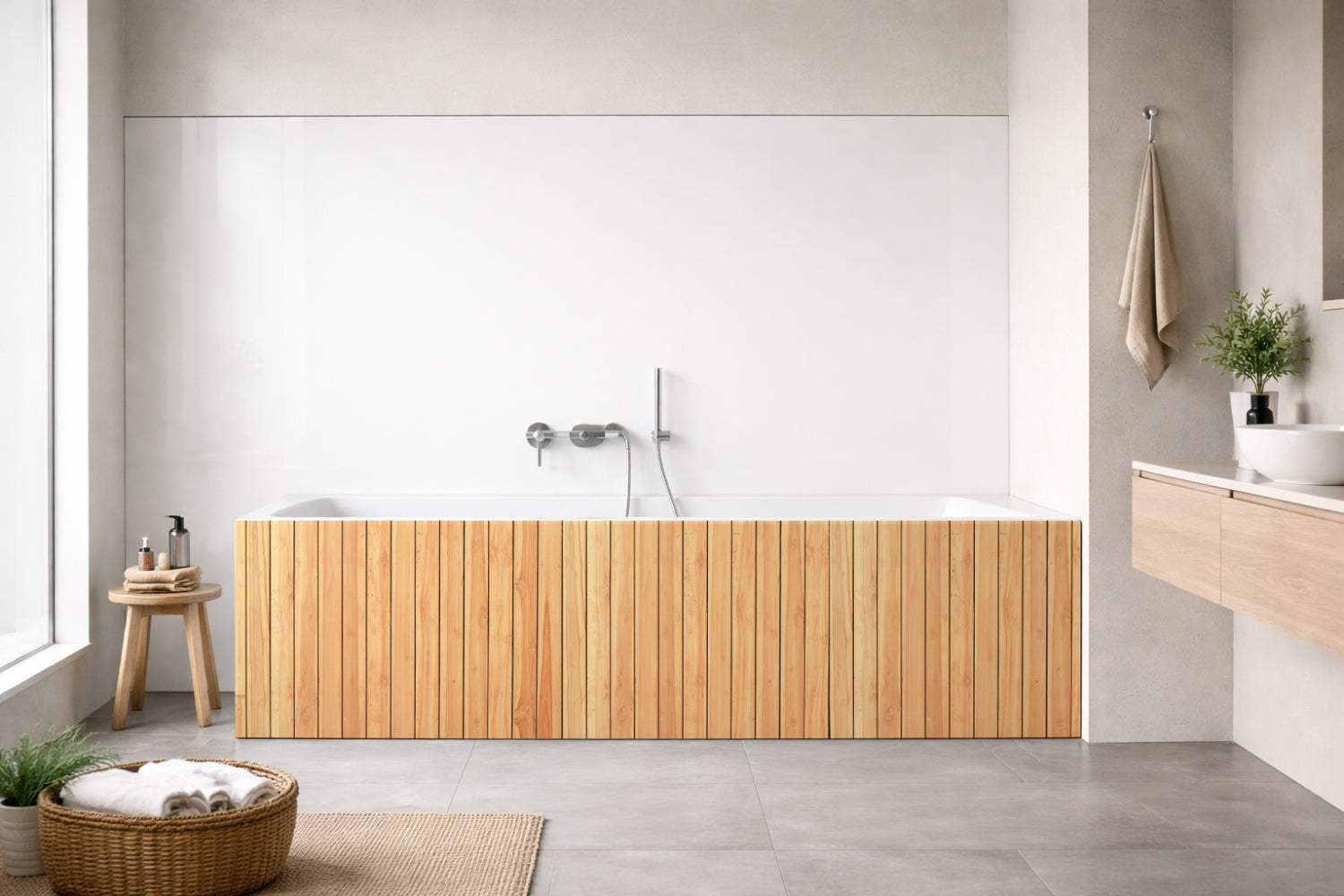 Badrückwand Holzoptik