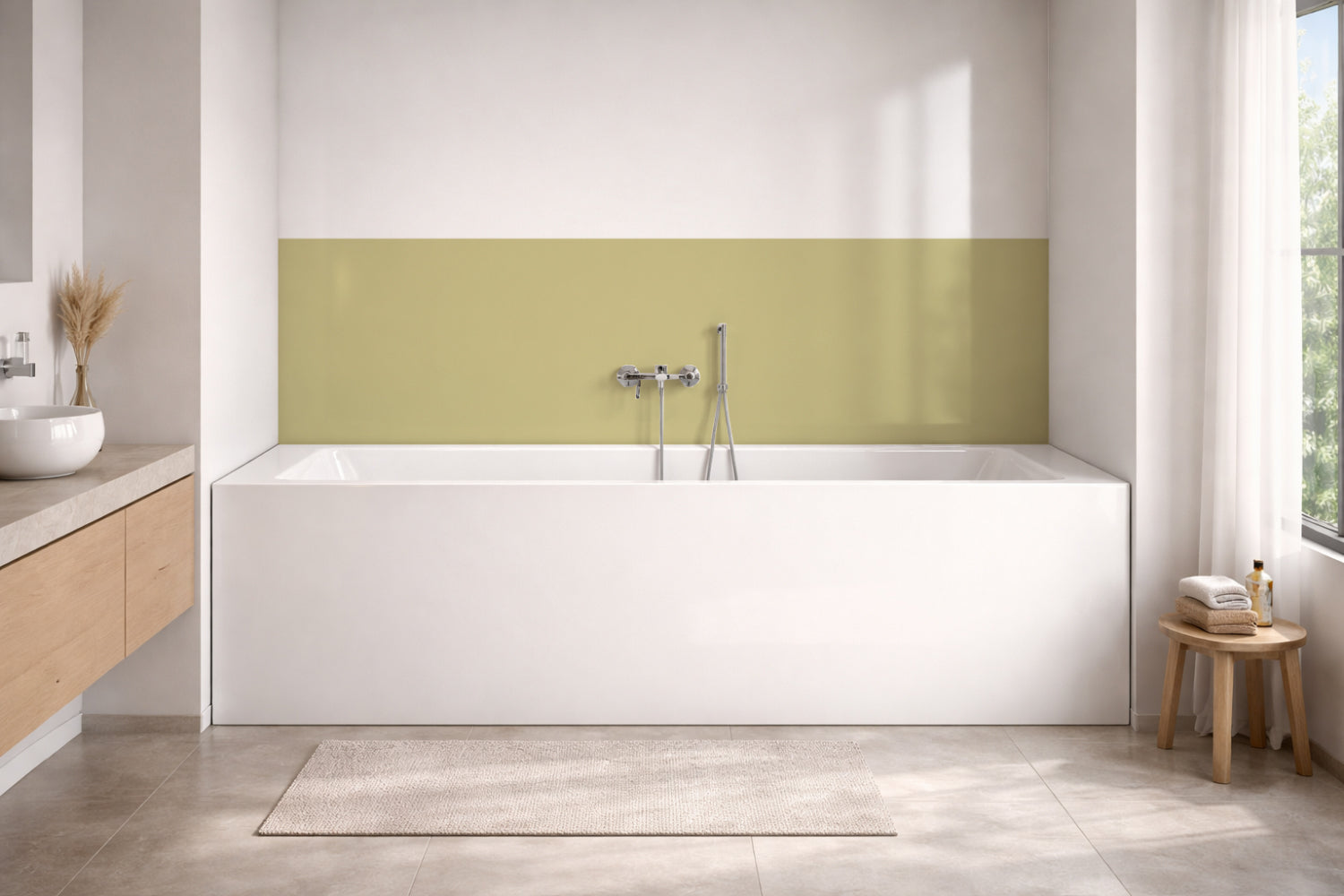 Badewannenverkleidung Einfarbig #CCC58F RAL 1000 (Grünbeige)