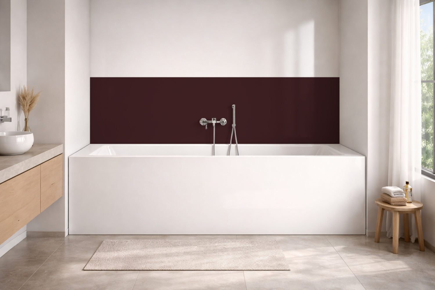 Badewannenverkleidung Einfarbig RAL 3007 Schwarzrot