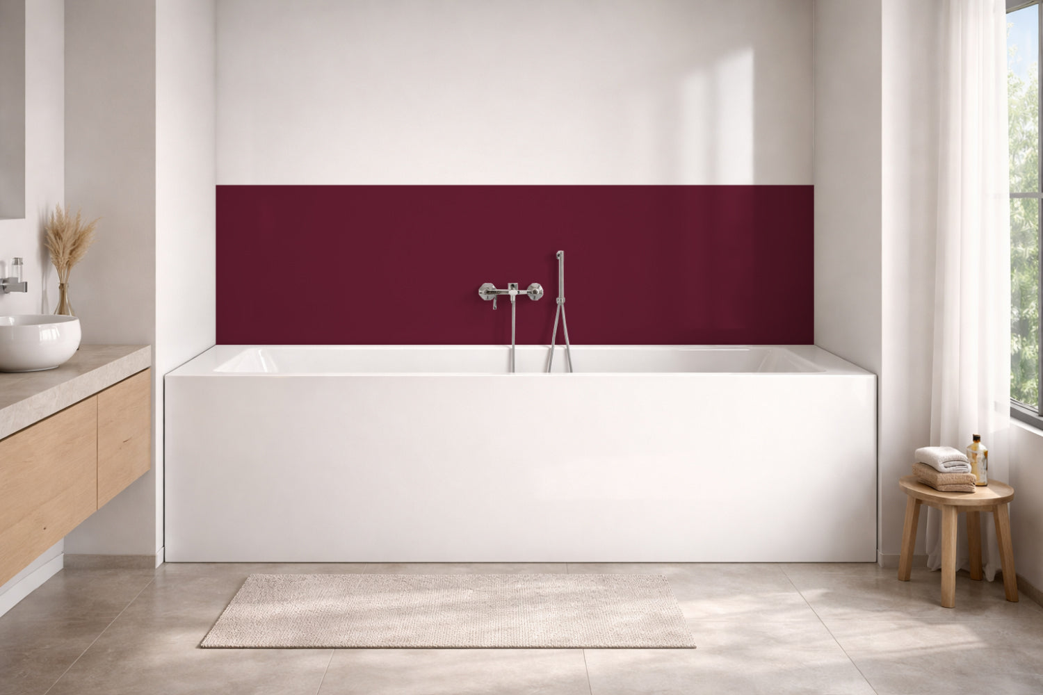 Badrückwand Einfarbig RAL 4004 Bordeauxviolett