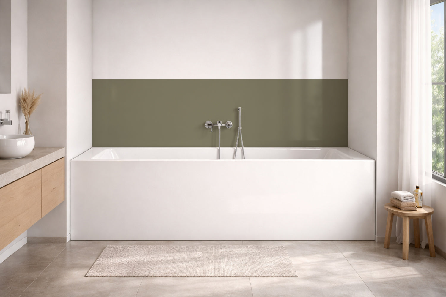 Badewannenverkleidung Einfarbig RAL 7002 Olivgrau