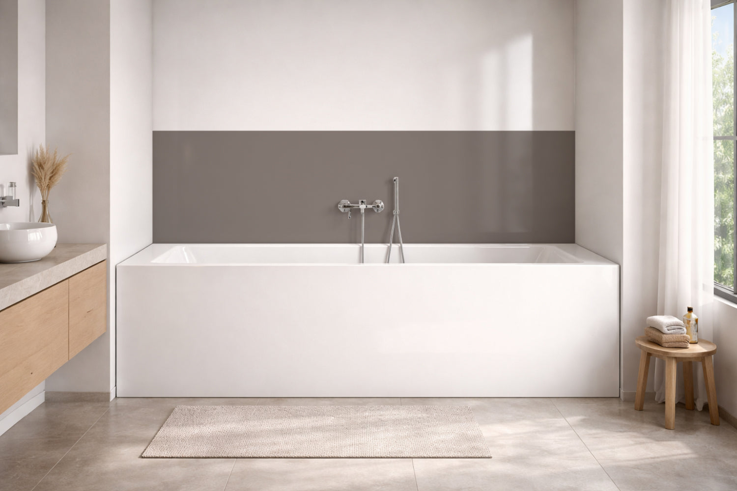 Badewannenverkleidung Einfarbig RAL 7048 Perlmausgrau
