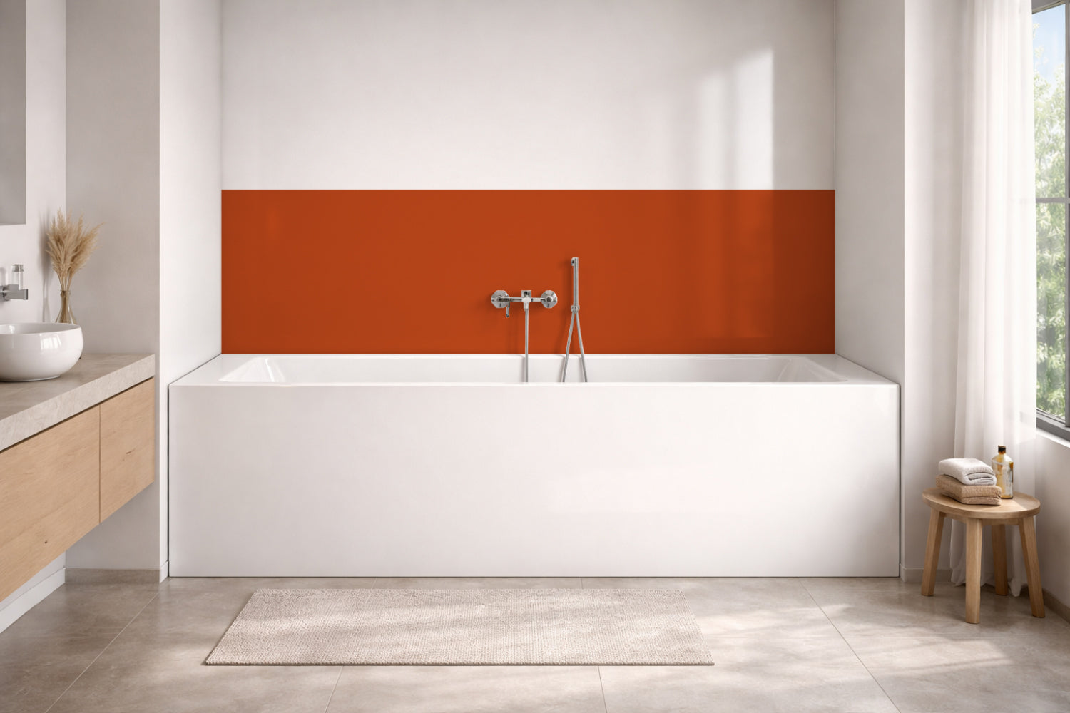 Badrückwand Einfarbig RAL 2001 Rotorange