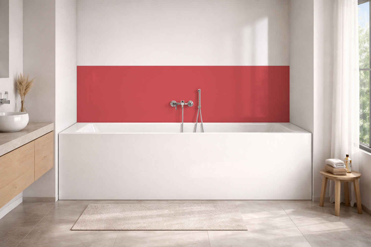 Badewannenverkleidung Einfarbig RAL 3018 Erdbeerrot
