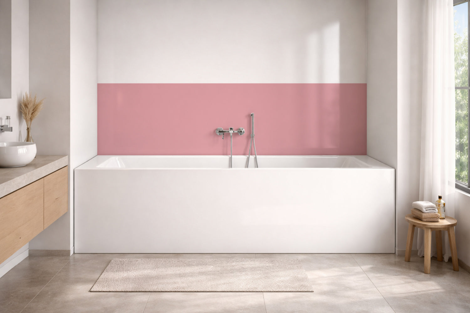 Badewannenverkleidung Einfarbig RAL 3015 Hellrosa