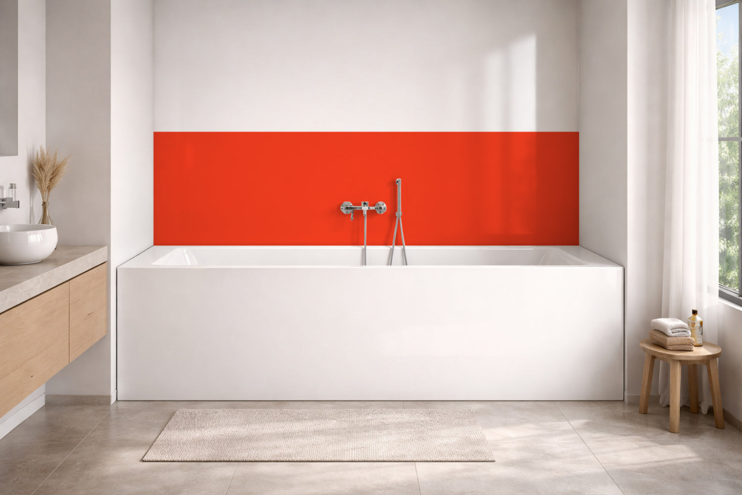 Badewannenverkleidung Einfarbig RAL 2009 Verkehrsorange