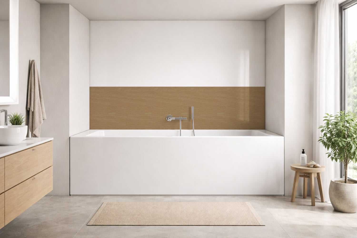Badrückwand Holzoptik