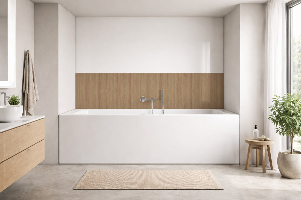 Badrückwand Holzoptik