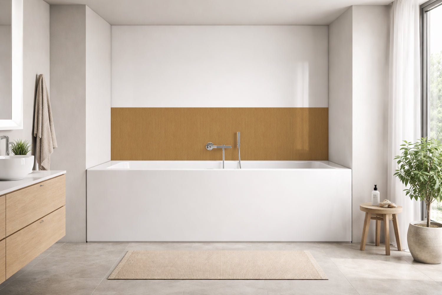 Badrückwand Holzoptik