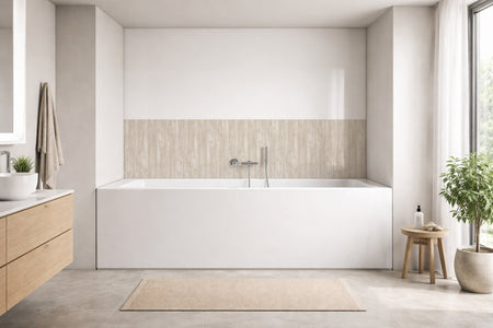 Badrückwand Holzoptik