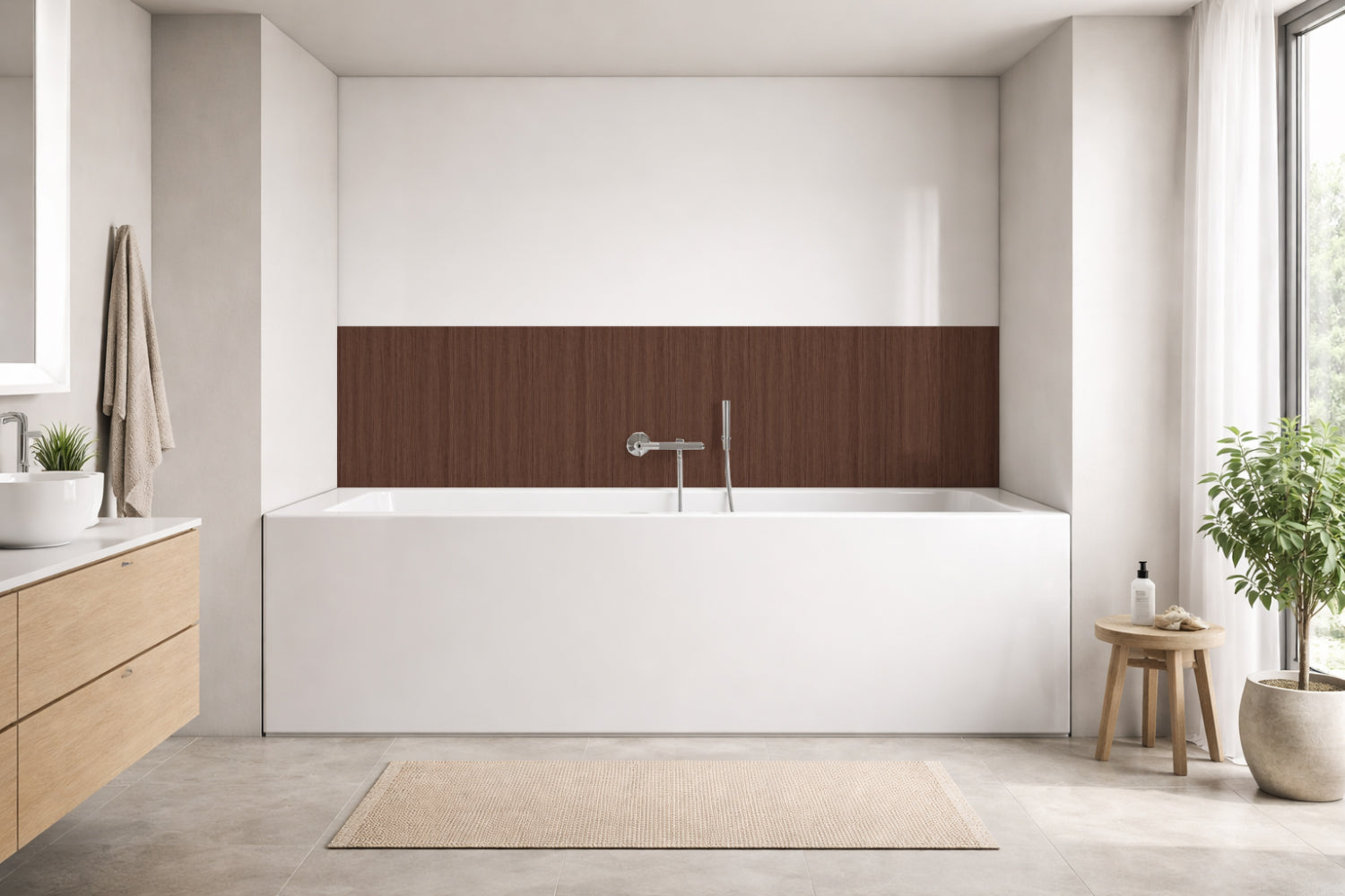 Badrückwand Holzoptik