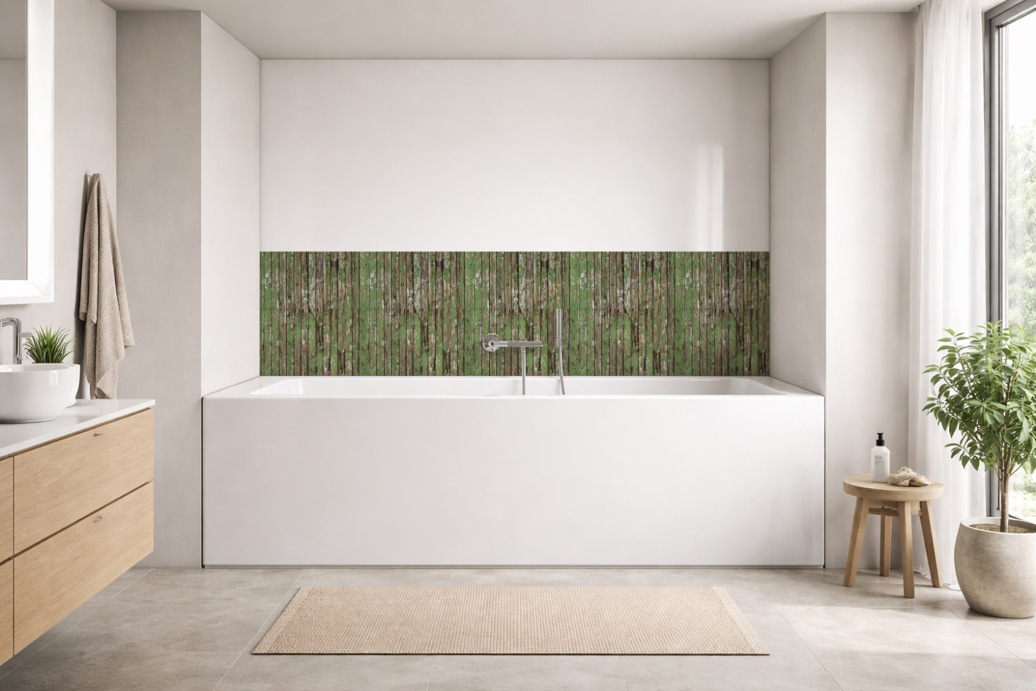 Badrückwand Holzoptik