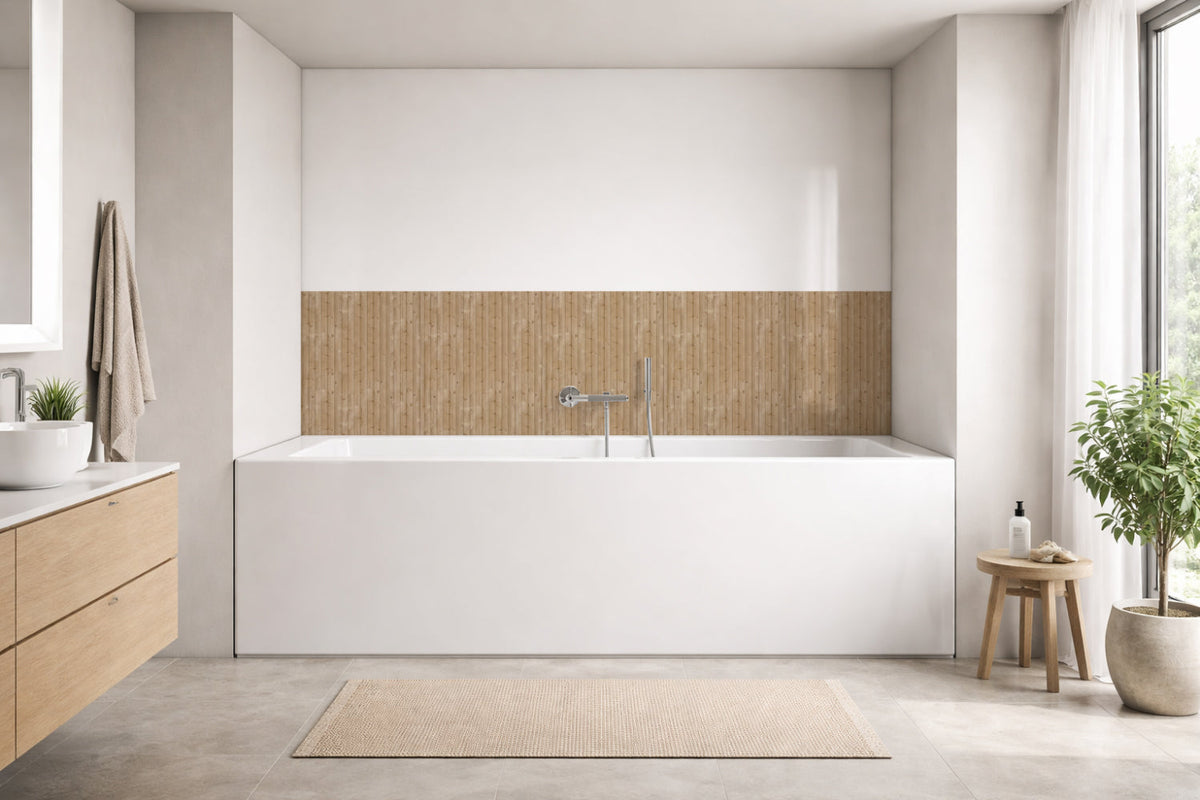 Badrückwand Holzoptik