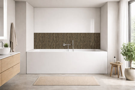 Badrückwand Holzoptik