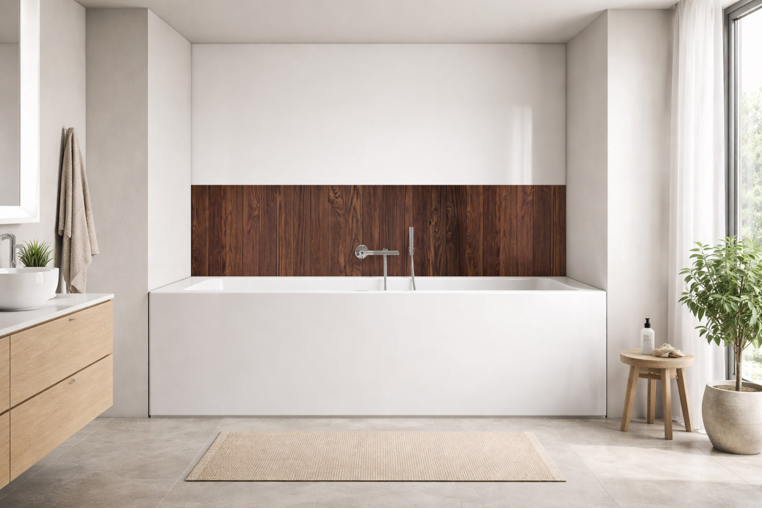 Badrückwand Holzoptik