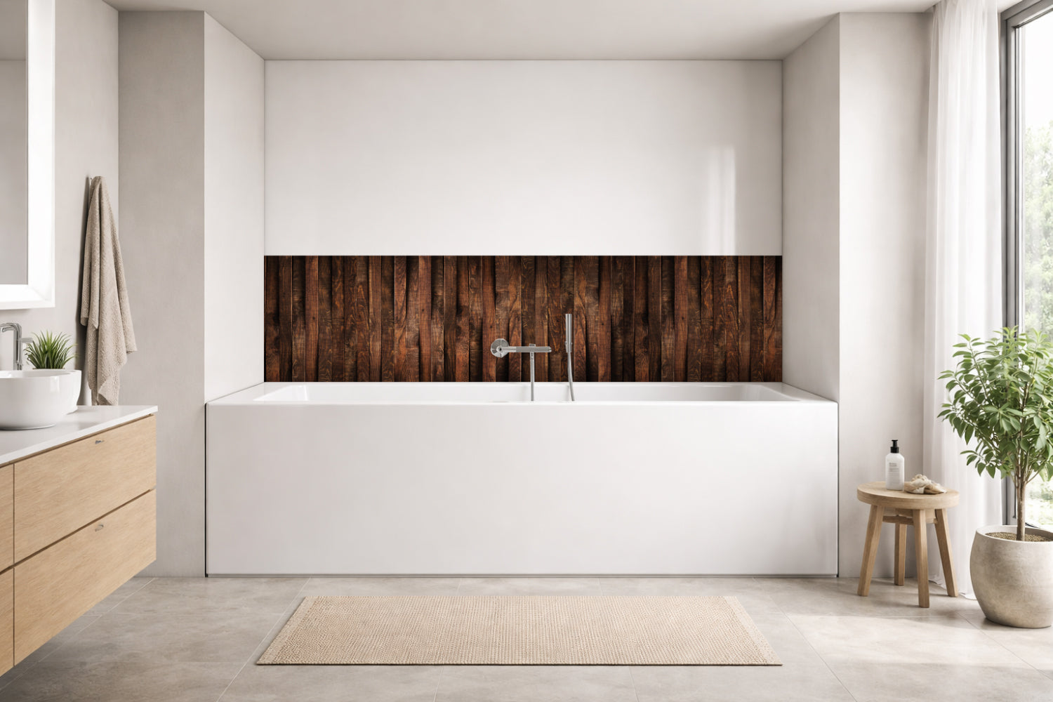 Badrückwand Holzoptik