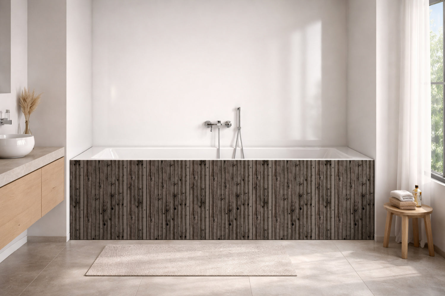 Badrückwand Holzoptik