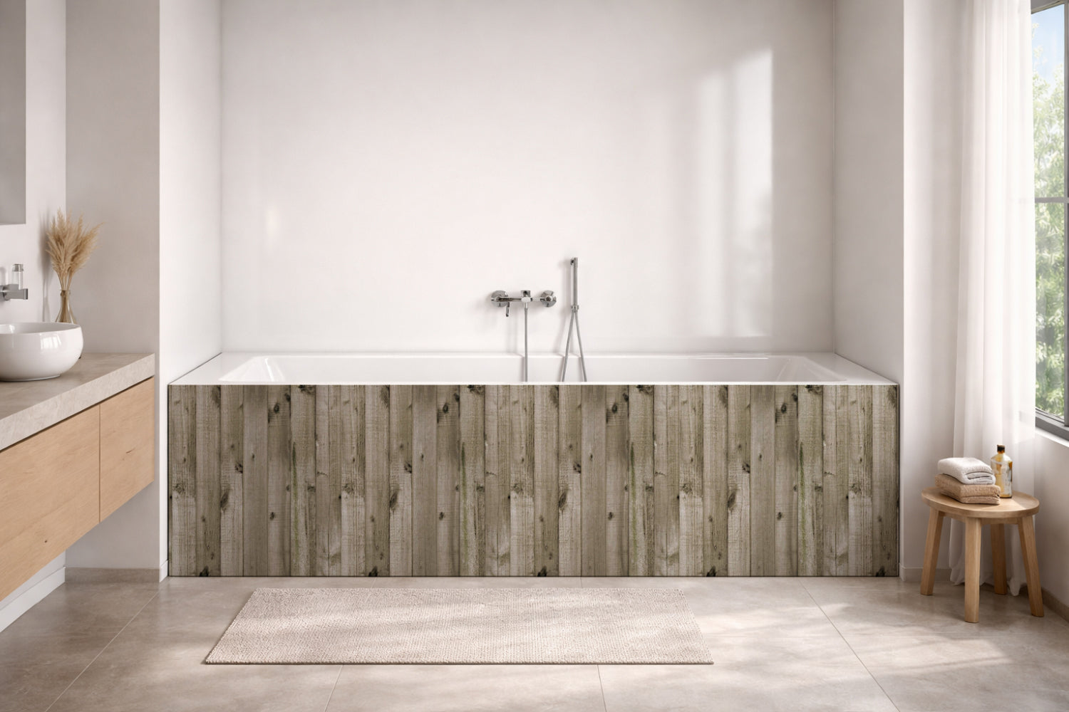 Badrückwand Holzoptik