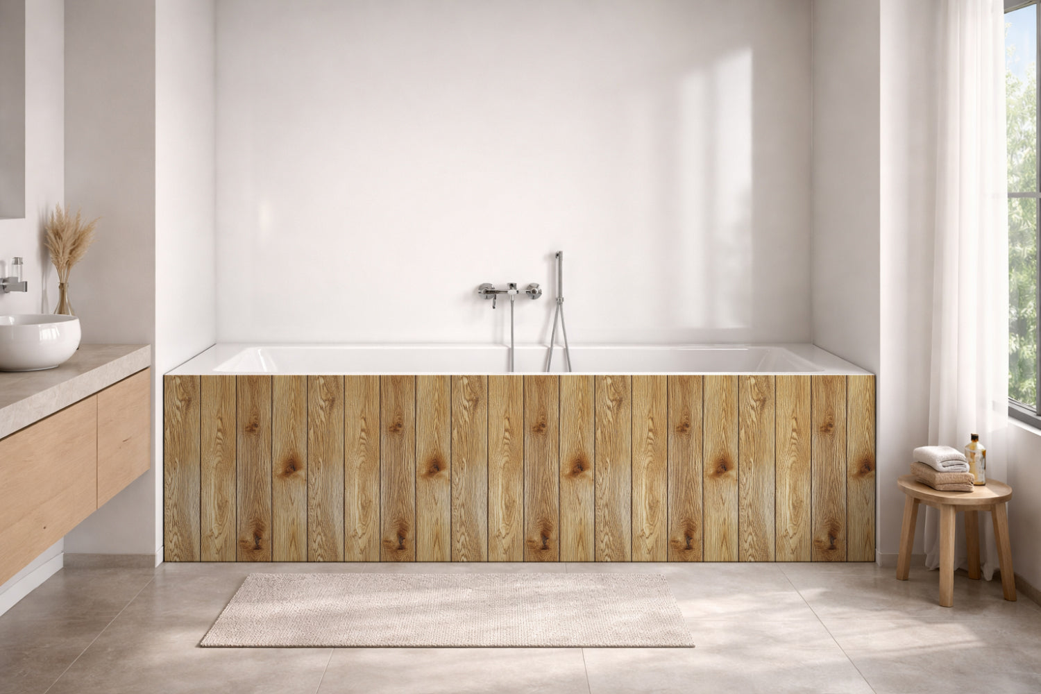 Badrückwand Holzoptik