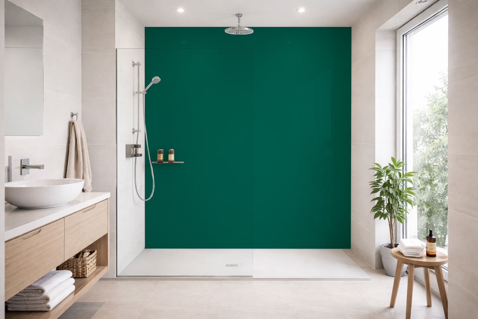 Toilettenrückwand Einfarbig RAL 6026 (Opalgrün)