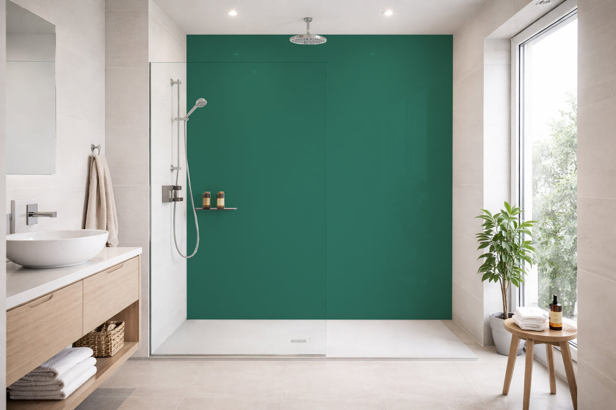 Toilettenrückwand Einfarbig RAL 6000 – Platinagrün