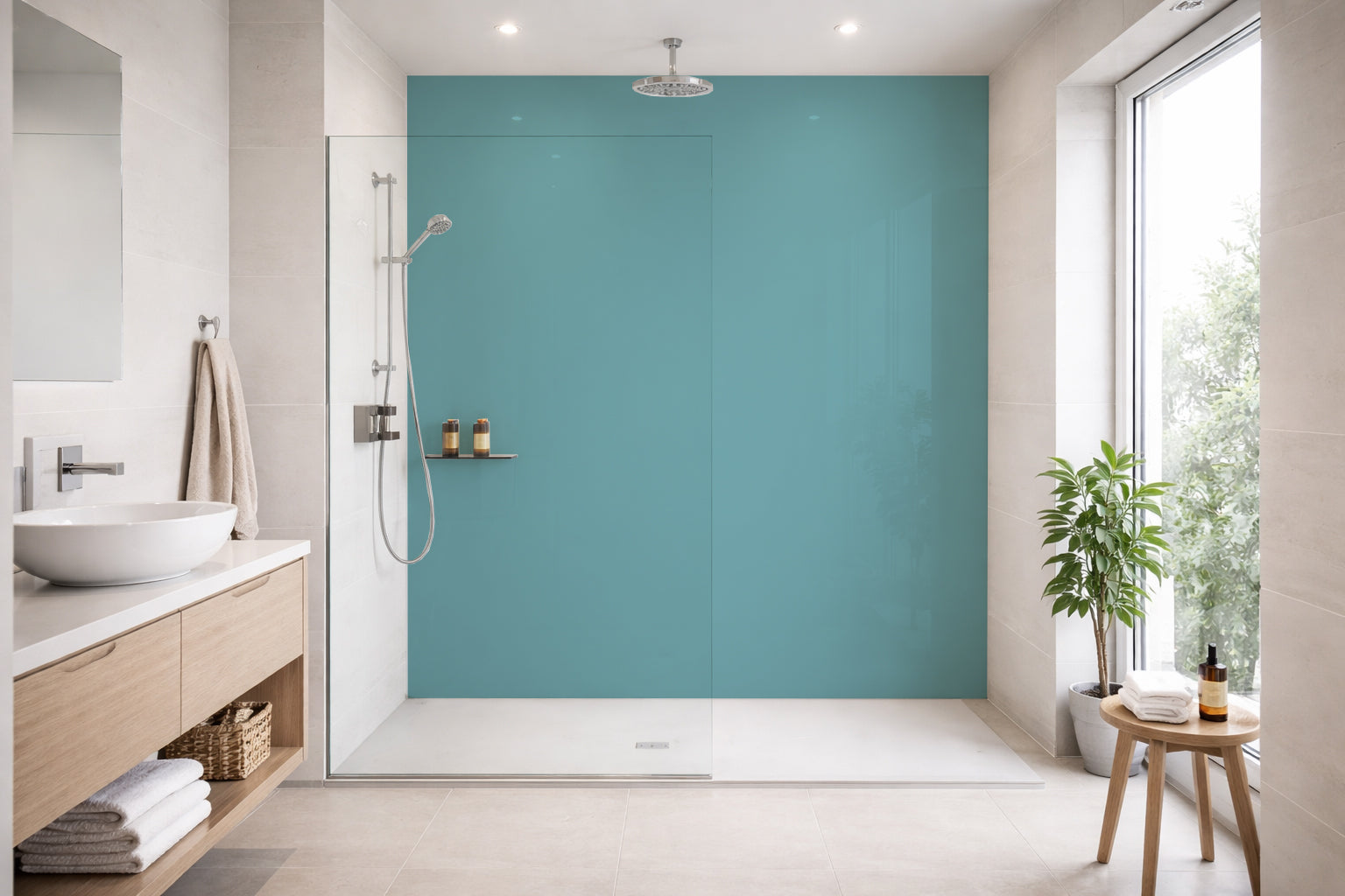 Toilettenrückwand Einfarbig RAL 6034 Pastelltürkis