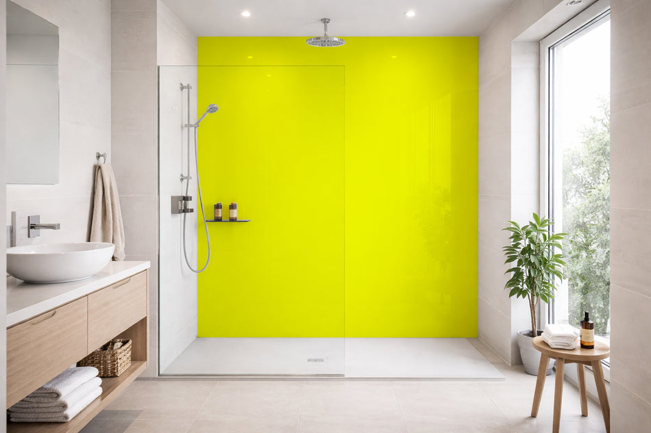 Toilettenrückwand Einfarbig RAL 1026 Leuchtgelb