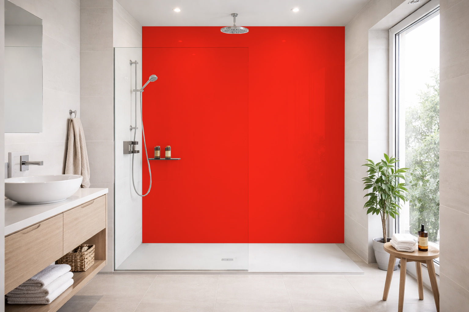 Toilettenrückwand Einfarbig RAL 3026 Leuchthellrot