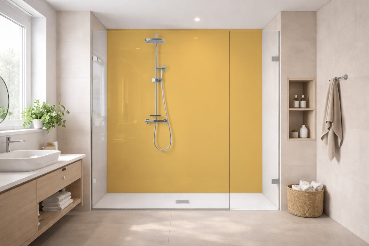 Toilettenrückwand Einfarbig #EFC369 RAL 1034 – Pastellgelb