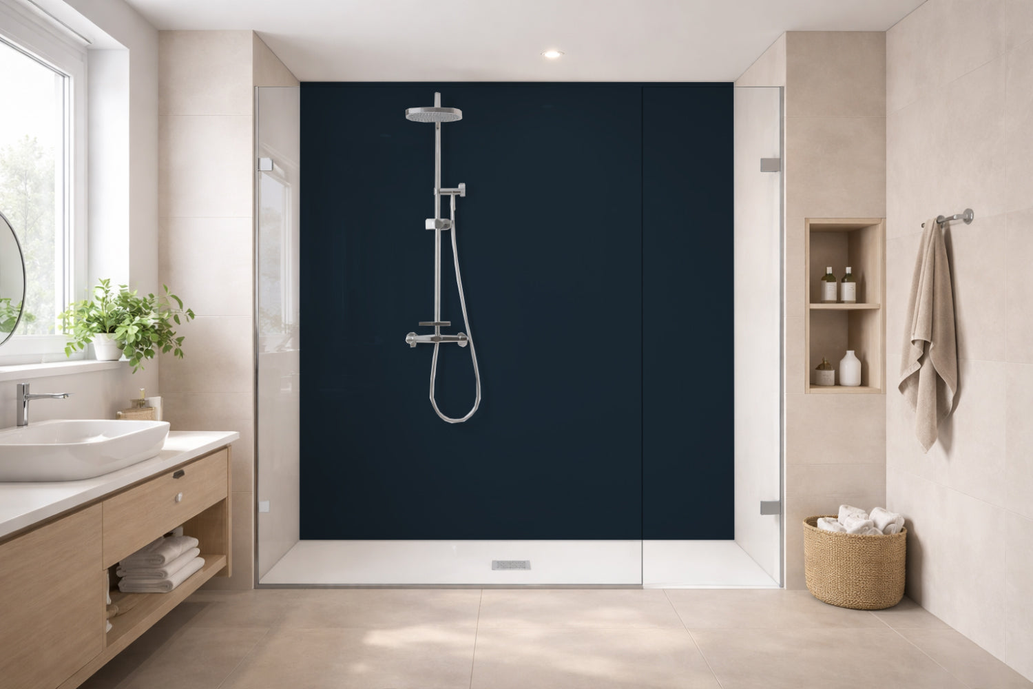 Toilettenrückwand Einfarbig RAL 5026 Perlnachtblau