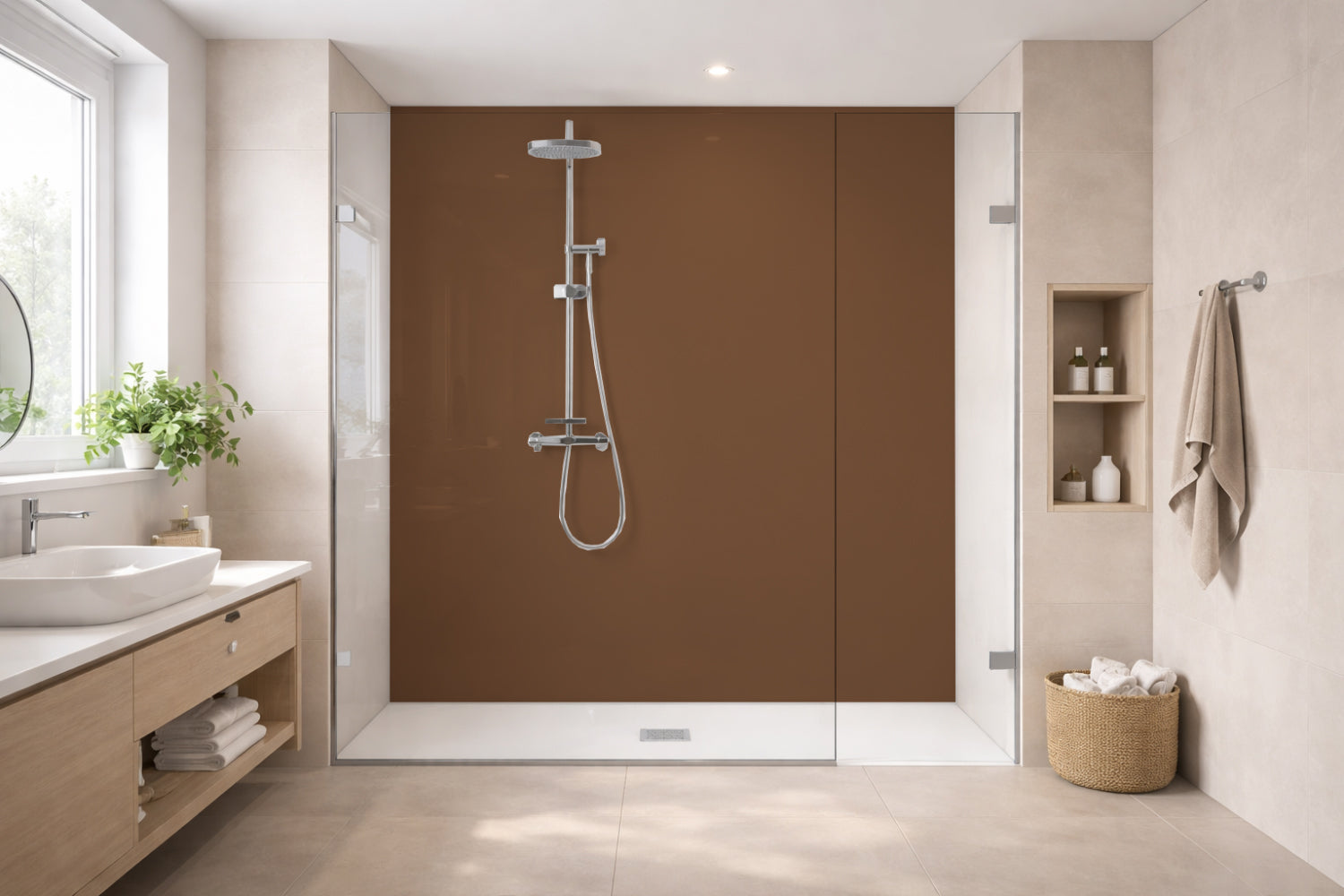 Toilettenrückwand Einfarbig RAL 8024 Beigebraun
