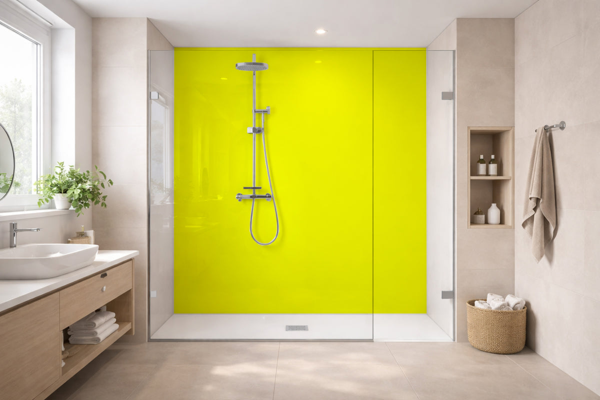 Toilettenrückwand Einfarbig RAL 1026 Leuchtgelb